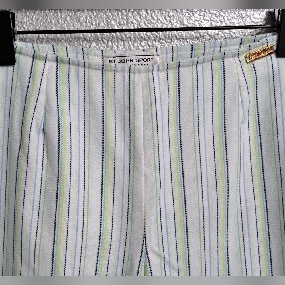 St John Sport Multi Color Striped Cropped Pants    Size 4 - Picture 2 of 9